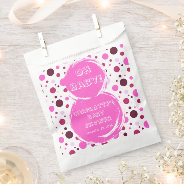 Bolsa De Papel Pink polka dot baby shower Paper (Cortado)
