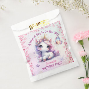 Bolsa De Papel Pink Purple, Chica del partido de los cumpleaños d