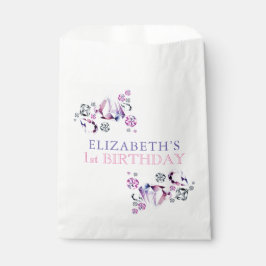 Bolsa De Papel Pink Purple Watercolor Ella es un cumpleaños gema