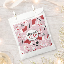 Bolsa De Papel Pink Retro Christmas Peppermint Birthday