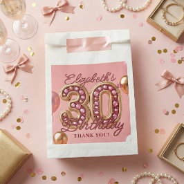 Bolsa De Papel Pink Rose Gold Glam 30th Birthday Party Thank You