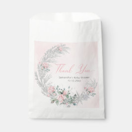 Bolsa De Papel Pink Rose Silver Winter Thank you