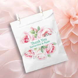 Bolsa De Papel Pink Roses & Green Foliage Wedding Thank You
