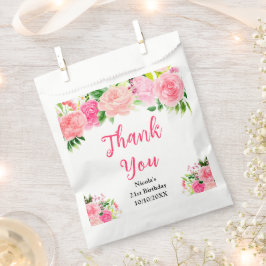 Bolsa De Papel Pink Roses with Foliage Birthday