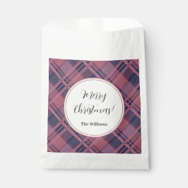 Bolsa De Papel Pink Scottish Lady Tartan Pattern Feliz Navidad