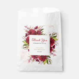 Bolsa De Papel Pink Splash Burgundy Dahlia Rosa Cumpleaños