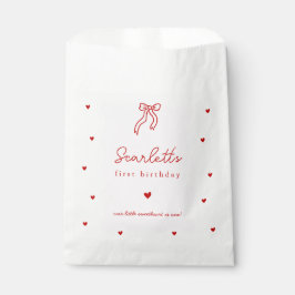 Bolsa De Papel Pink Stripes Red Hearts Little Sweetheart Birthday