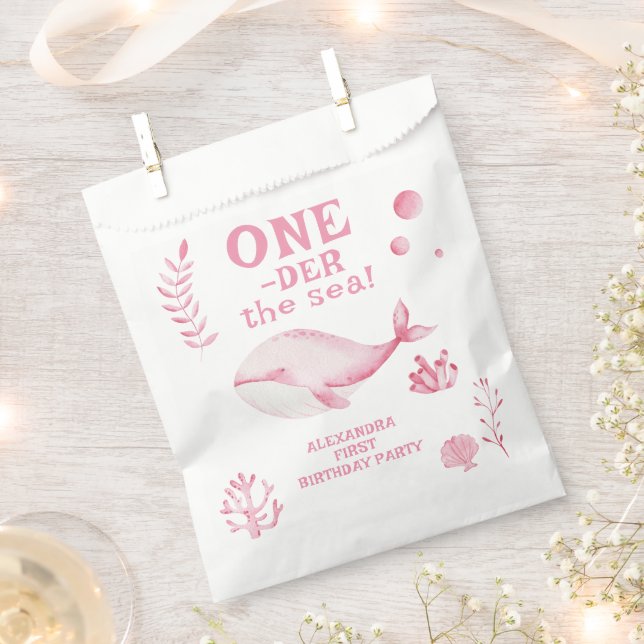 Bolsa De Papel Pink Whale Oneder The Sea 1st Birthday  (Cortado)