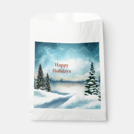 Bolsa De Papel Pinos nevados cerca de un lago