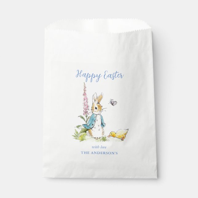 Bolsa De Papel Pintada a mano acuarela Peter Rabbit Easter (Anverso)