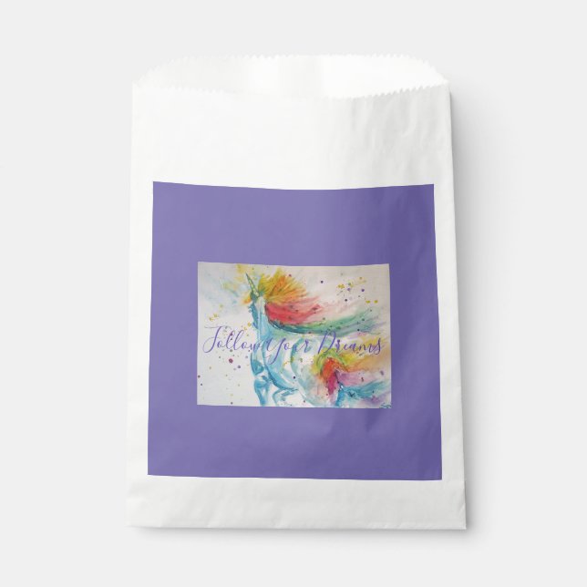 Bolsa De Papel Pintura de unicornio sigue tu acuarela de sueños (Anverso)