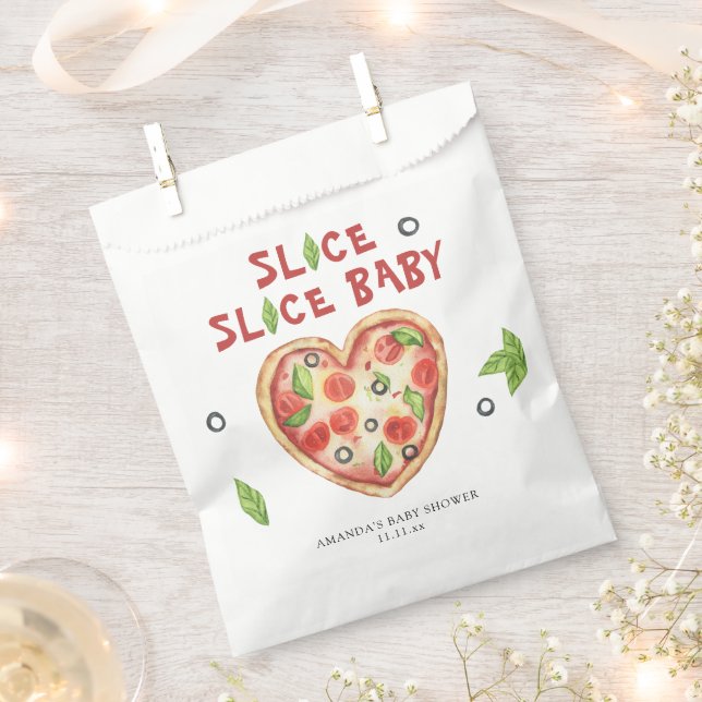 Bolsa De Papel pizza heart watercolor baby shower  (Cortado)