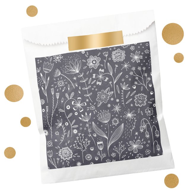 Bolsa De Papel Placa floral (Chalkboard floral art favor bag)