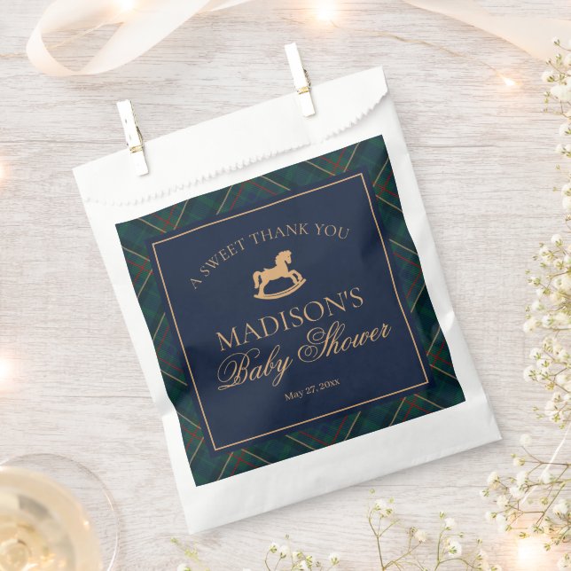 Bolsa De Papel Plaid Classic Rocking Horse Baby Shower Dessert (Cortado)