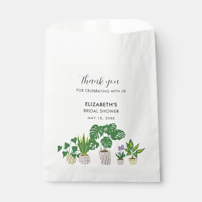 Bolsa De Papel Plantas Potadas Ducha de novia Verde Gracias (Anverso)
