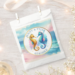 Bolsa De Papel Playa de arena rosa, azul y dorada