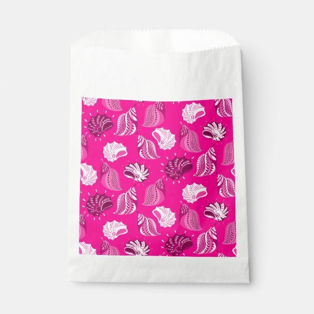 Bolsa De Papel playa de conchas de mar rosa océano (Anverso)