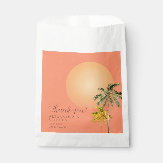 Bolsa De Papel Playa Tropical Sunset & Palm Trees Boda mínimo (Anverso)