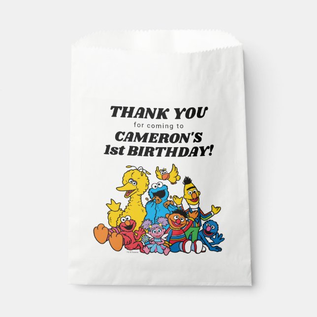 Bolsa De Papel Plaza Sésamo Pals Primer Cumpleaños - Gracias (Anverso)