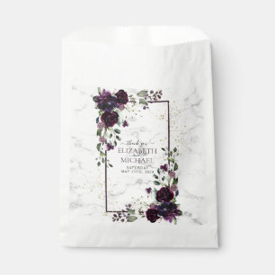 Bolsa De Papel Plum Morple Gold Marble acuarela Caída Boda