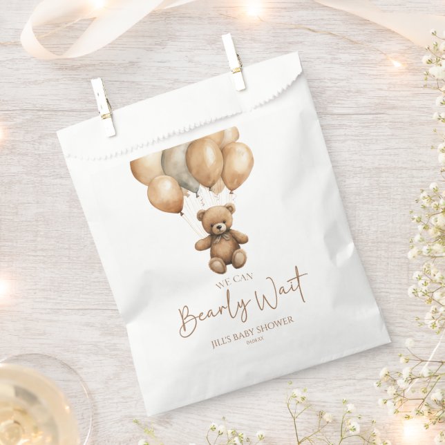 Bolsa De Papel Podemos Esperar A Boho Teddy Bear Baby Shower (Cortado)