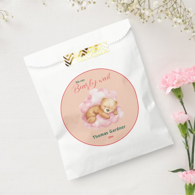 Bolsa De Papel Podemos Esperar A Un Chico Con Oso De Baby Shower (Sellado)