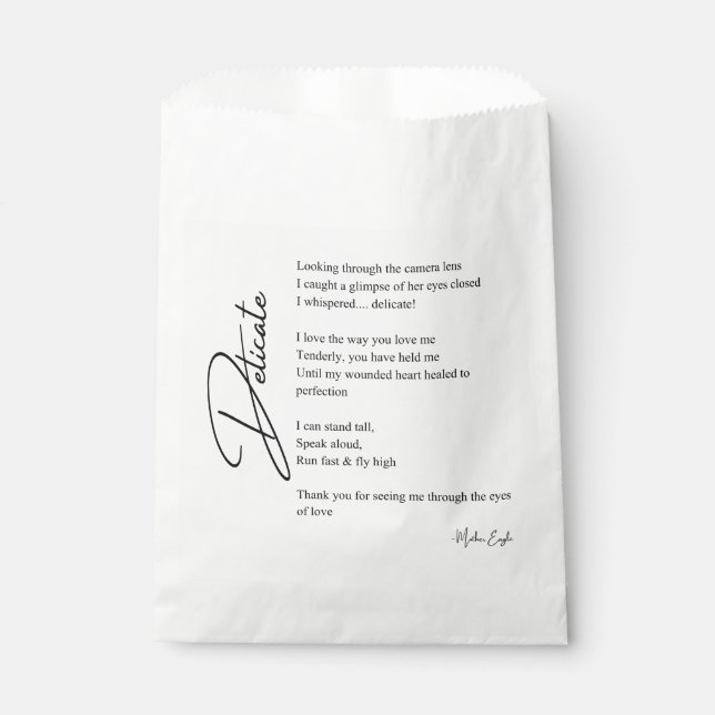 Bolsa De Papel Poesía de amor Delicada (Anverso)