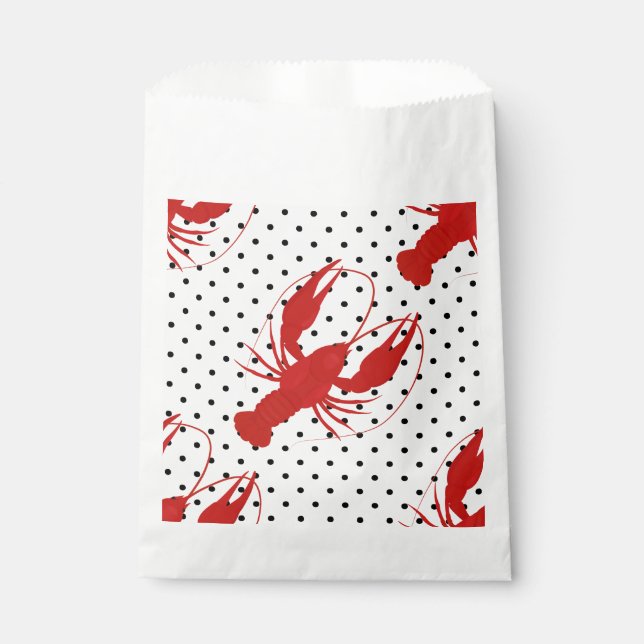 Bolsa De Papel polka de langosta roja puntiaguda blanco (Anverso)
