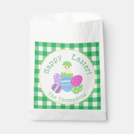 Bolsa De Papel Pollito Huevos De Pascua Coloreados Verde Cuadro F