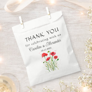 Bolsa De Papel Poppies Rojos Flores Boda Floral de amapola