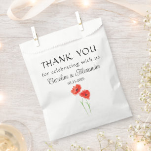 Bolsa De Papel Poppies Rojos Flores Boda Floral de amapola