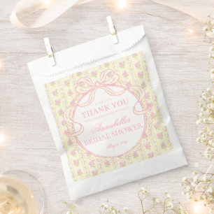 Bolsa De Papel Postre Amarillo Antiguo Elegante Floral para Brida