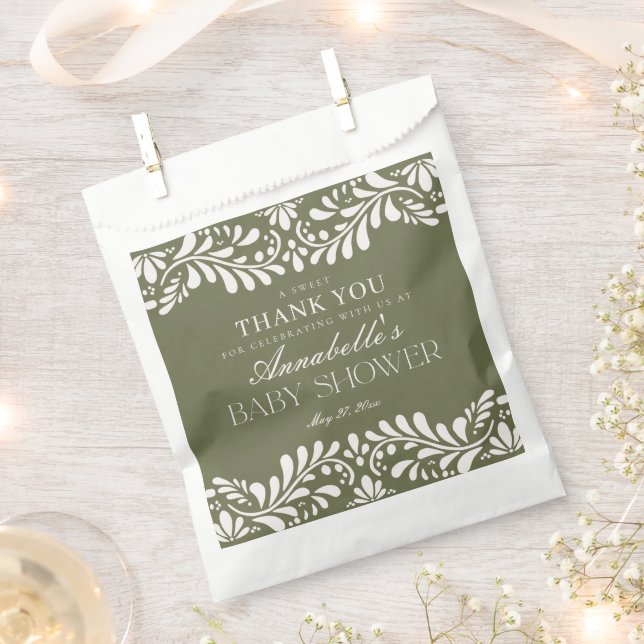 Bolsa De Papel postre Baby Shower Green Talavera Tile Fiesta (Cortado)