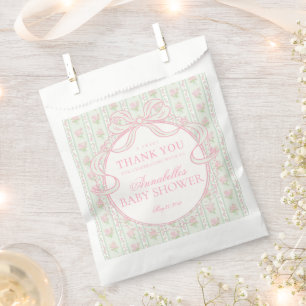 Bolsa De Papel Postre de Baby Shower Floral Antiguo Verde Elegant