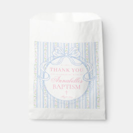 Bolsa De Papel Postre de Bautismo Floral Antiguo Azul