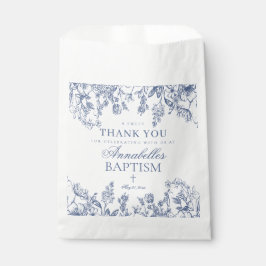 Bolsa De Papel Postre de Bautismo Floral Vintage Chinoiserie Azul