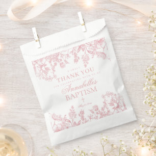Bolsa De Papel Postre de Bautismo Floral Vintage Chinoiserie Rosa