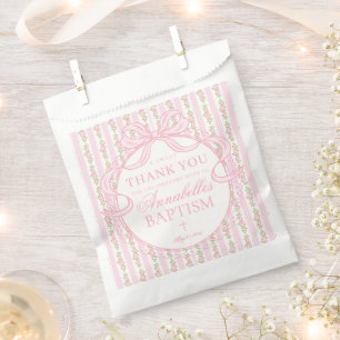Bolsa De Papel Postre de Bautizo Floral Antiguo Rosa Elegante