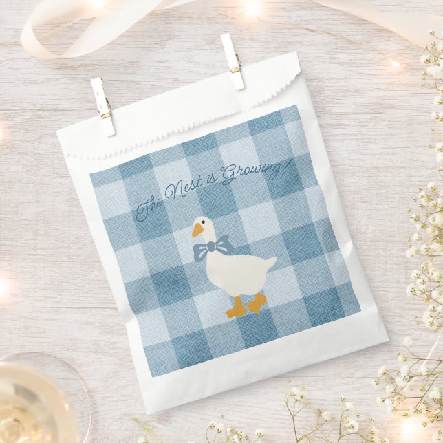 Bolsa De Papel Powder Blue Gingham Goose Checkered (Cortado)