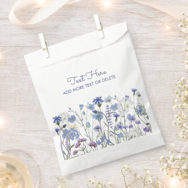 Bolsa De Papel Prado de flores silvestres de acuarela azul (Cortado)