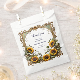 Bolsa De Papel Precioso girasol amarillo con marco de arte boda