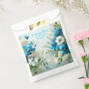 Bolsa De Papel Preciosos nuevos comienzos azul floral ducha de no
