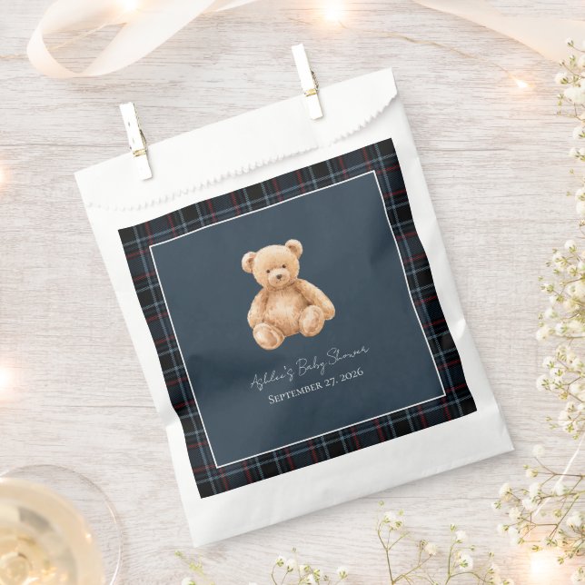Bolsa De Papel Preppy Classic Teddy Bear Baby Shower  (Cortado)