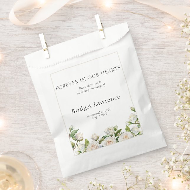 Bolsa De Papel Pretty Classic White Roses Funeral Seed Packet (Cortado)