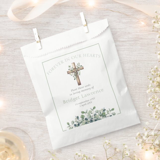 Bolsa De Papel Pretty Eucalyptus Wooden Cross Funeral Seed Packet (Cortado)