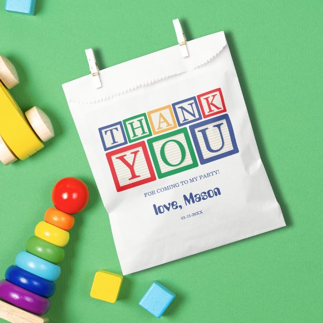 Bolsa De Papel Primary ABC Blocks Thank You Party (Subido por el creador)