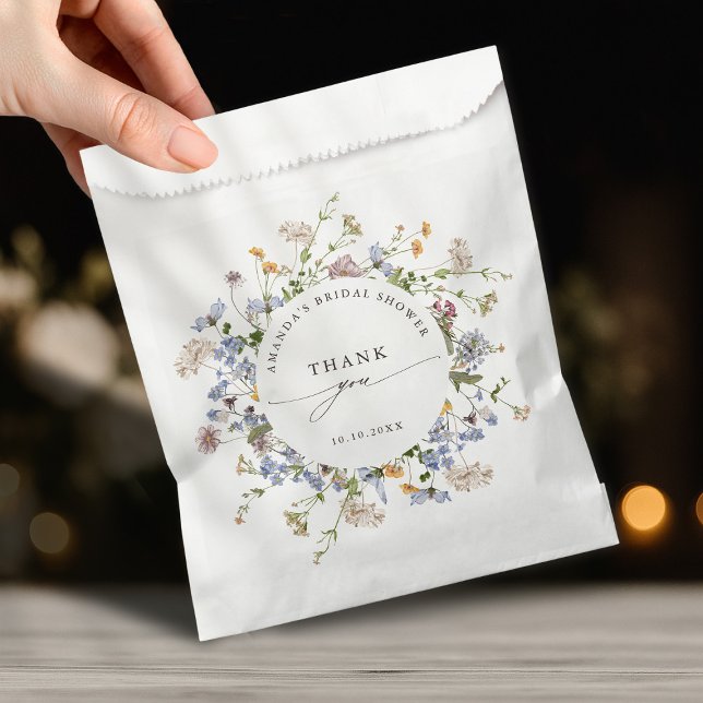 Bolsa De Papel Primavera Flor silvestre Meadow Jardín de la novia (Spring Wildflower Meadow Garden Bridal Shower Favor Bag)