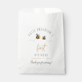 Bolsa De Papel Primer cumpleaños de Cute Bumblebee moderno