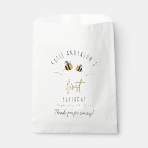 Bolsa De Papel Primer cumpleaños de Cute Bumblebee moderno