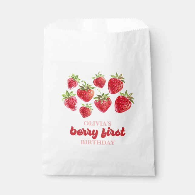 Bolsa De Papel Primer cumpleaños de fresa Berry (Anverso)